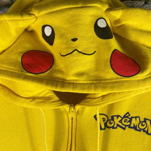 Pikachu Pokemon Hoodie Size XL Costume Jacket Sweatshirt Youth Full Zip Yellow - Picture 9 of 10